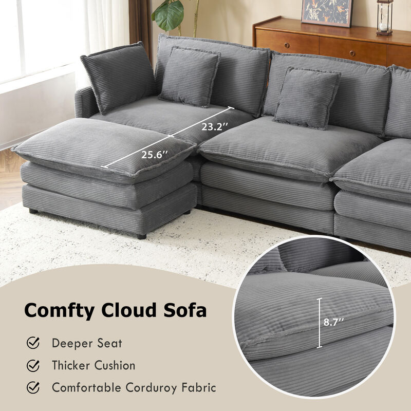 Merax Modern Corduroy Sectional Sofa for Living Room