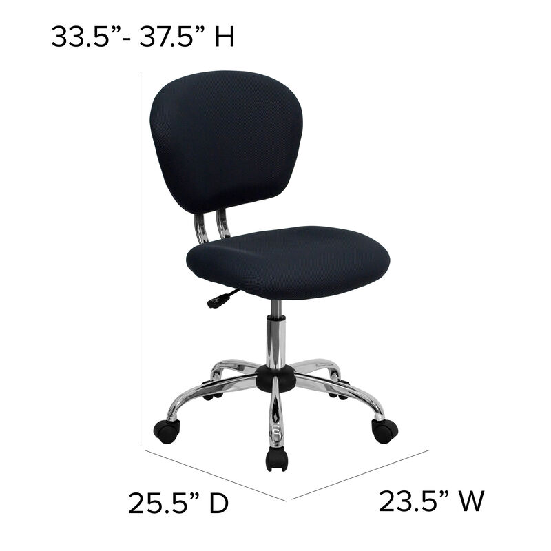 Beverly Mid-Back Gray Mesh Padded Swivel Task Office Chair with Chrome Base