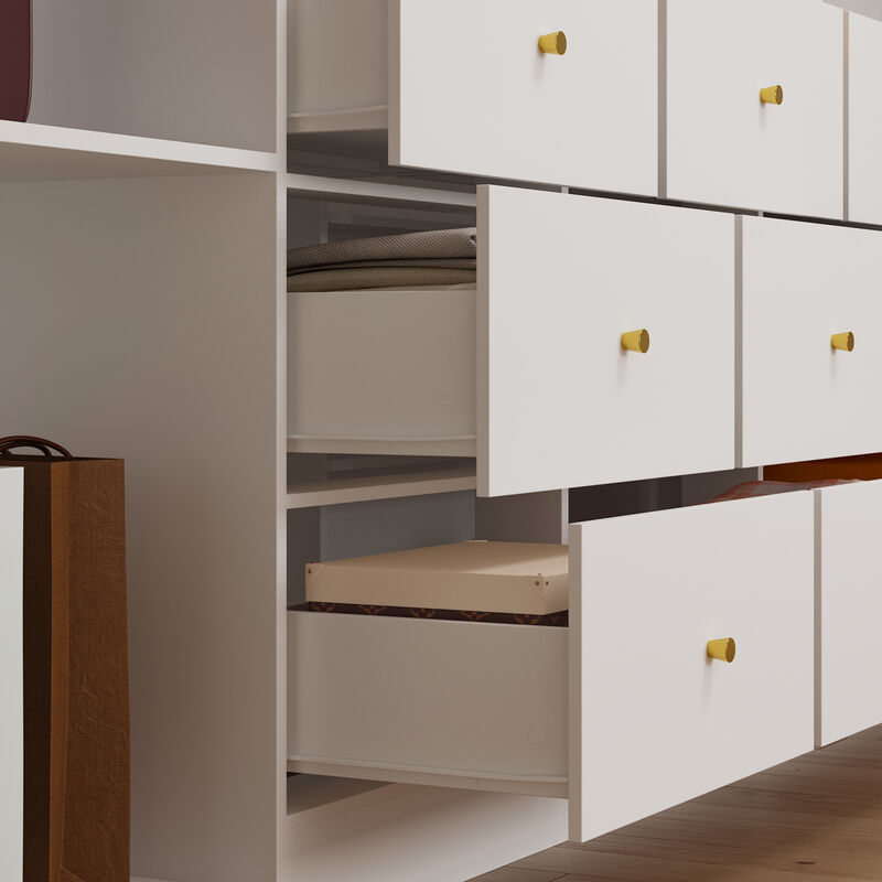 13-Drawer Dresser With Adjustable Lights And White Finish