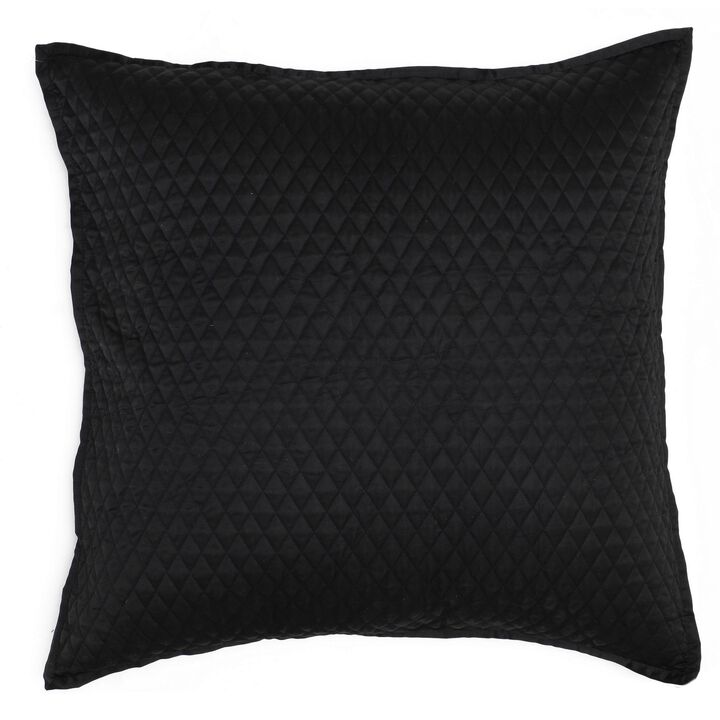 Kahn 26 Inch Hand Stitched Sateen Euro Pillow Sham, Cotton Fill-Benzara