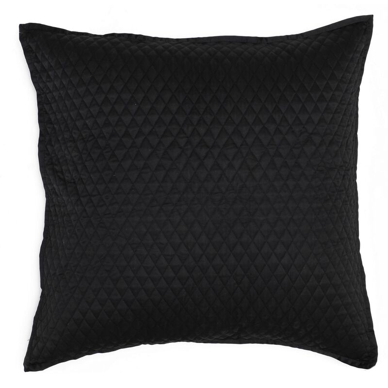 Kahn 26 Inch Hand Stitched Sateen Euro Pillow Sham, Cotton Fill-Benzara