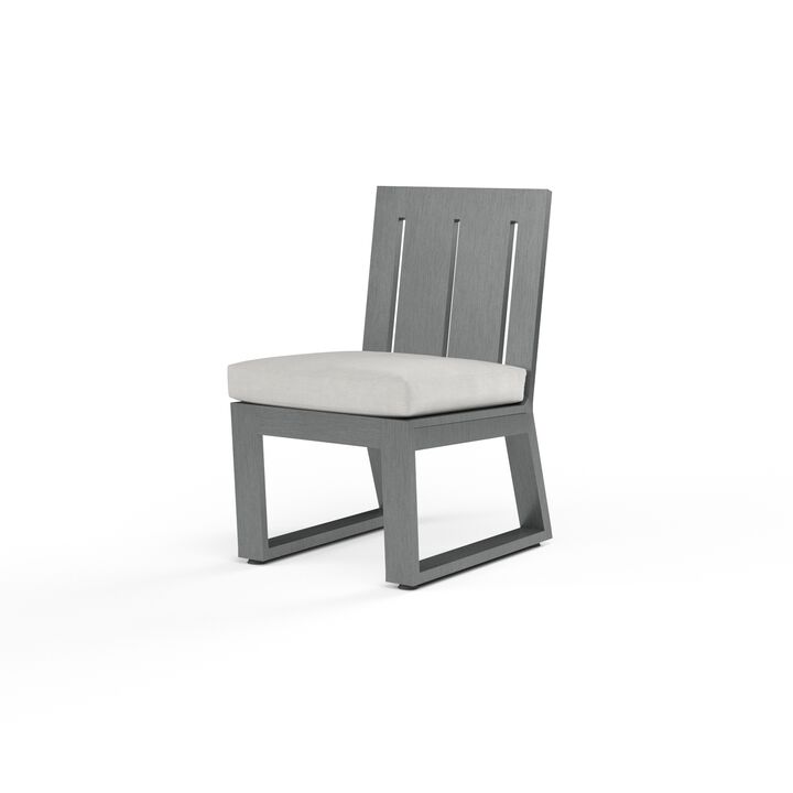 Redondo Armless Dining Chair in Cast Silver, No Welt