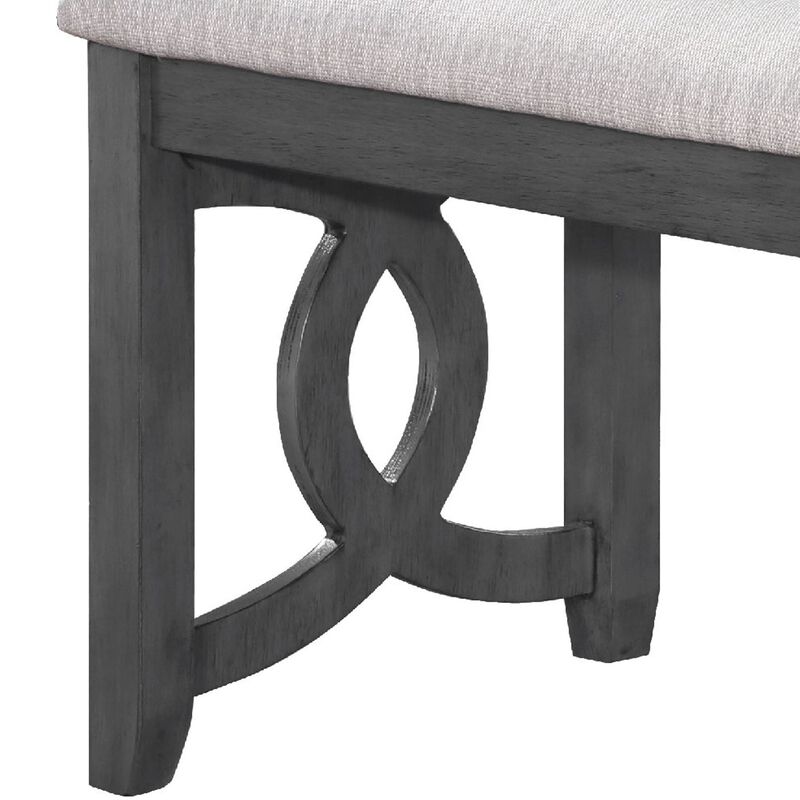 Gary 46 Inch Wood Bench, Fabric Seat, Ebony Brown-Benzara
