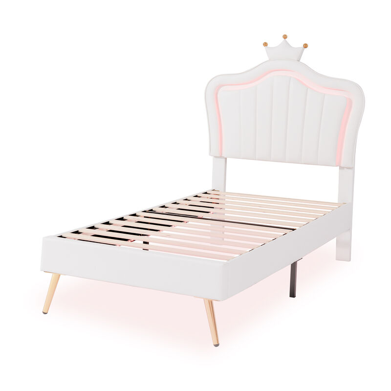 Merax Modern Princess Bed With Crown Headboard