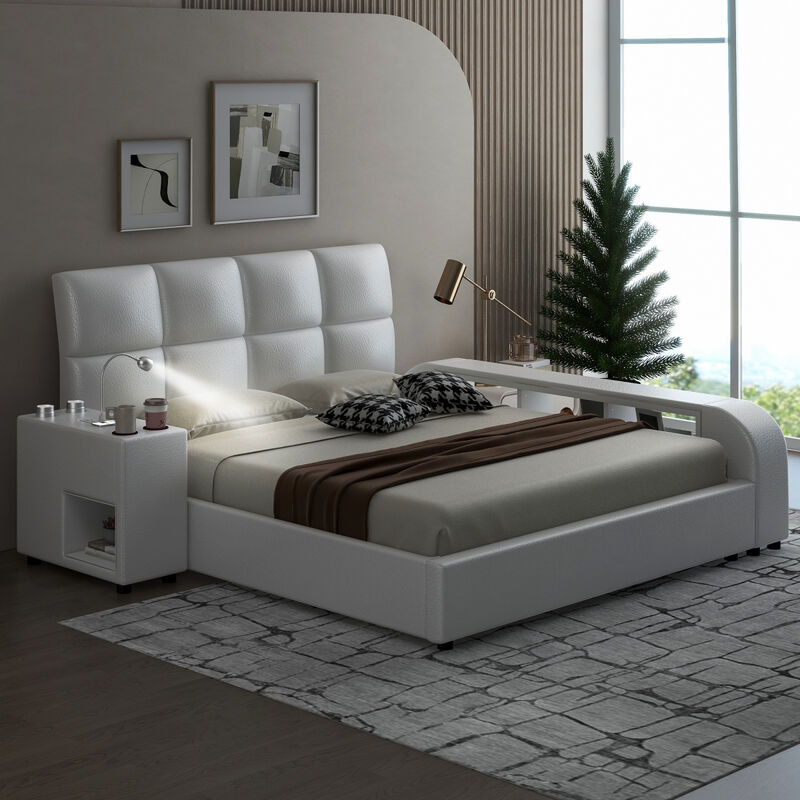 Streamdale Queen Upholstered Bed with Nightstand & Storage