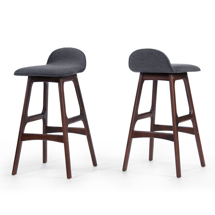 Merax  Upholstered Low Back Bar Stools Set of 2
