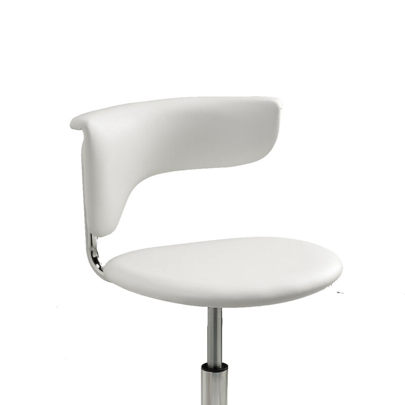 Will 26-31 Inch Adjustable Height Barstool Chair, Set of two, Chrome White Faux Leather - Benzara
