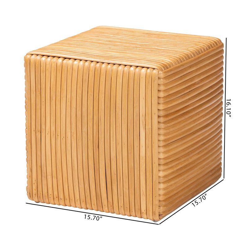 Bali & Pari Karina Bohemian Light Honey Rattan Footstool