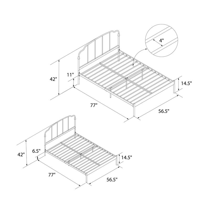 Camie Metal Bed, Twin, Black