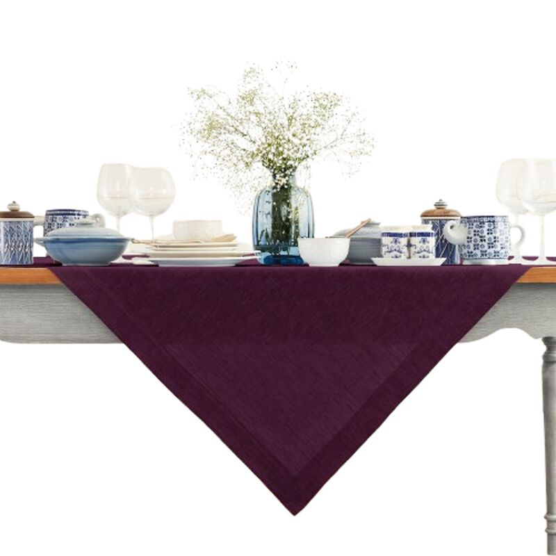 Solino Home 100% Pure Linen Table Throw 52 x 52 Inch | Athena