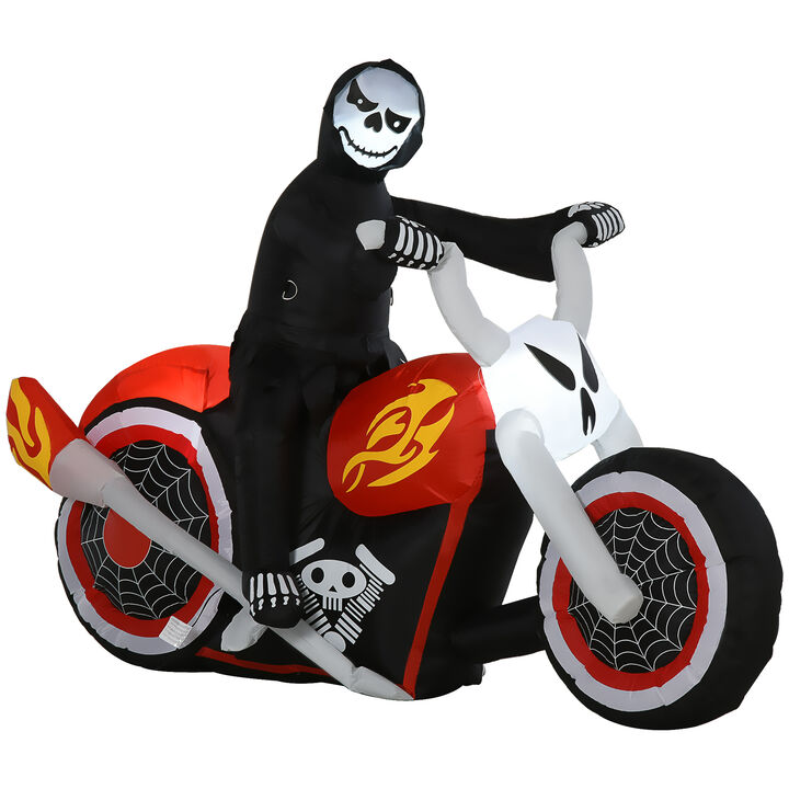 6' Inflatable Halloween Grim Reaper Biker Blow-Up Outdoor Display w/ LEDs