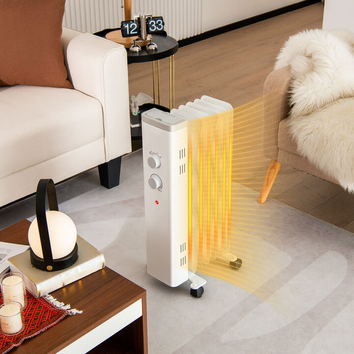 Oil Filled Space Heater with Universal Wheels and 3-Level Heat