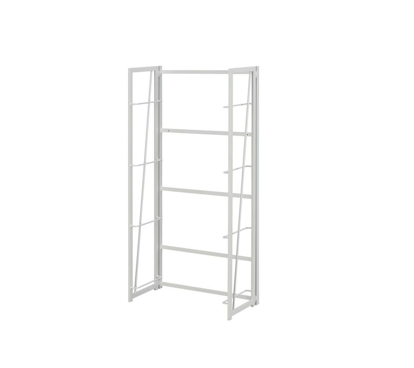 Convenience Concepts Xtra Folding 4 Tier Bookshelf, White/White