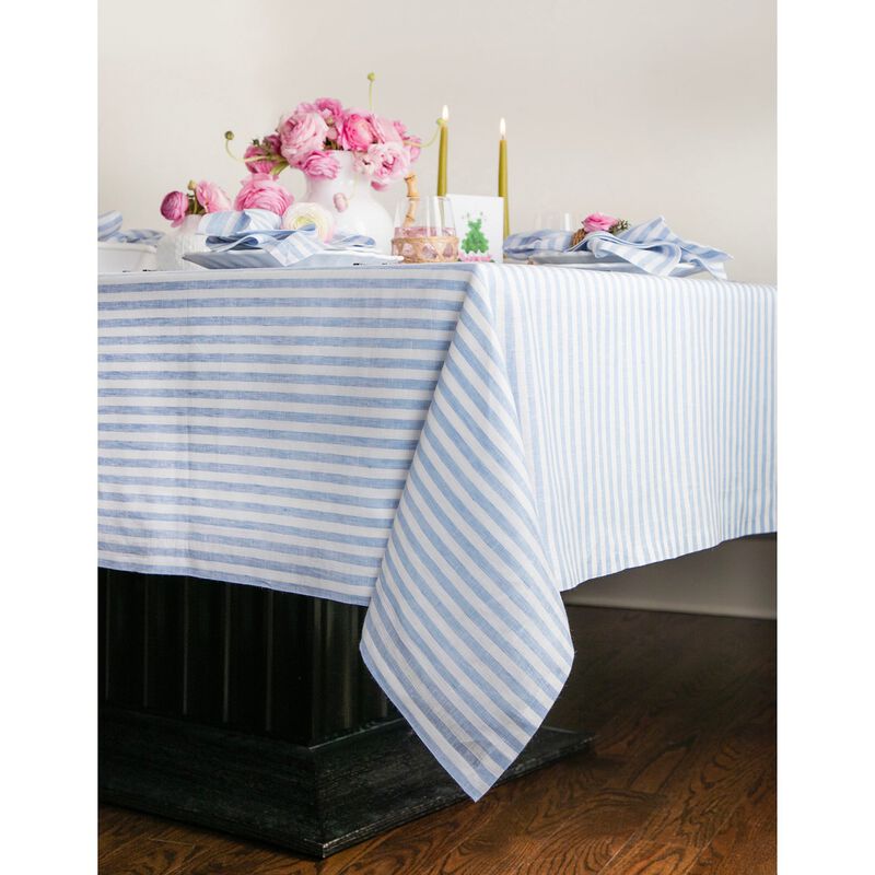 Solino Home 100% Pure Linen Tablecloth | Amalfi Stripe