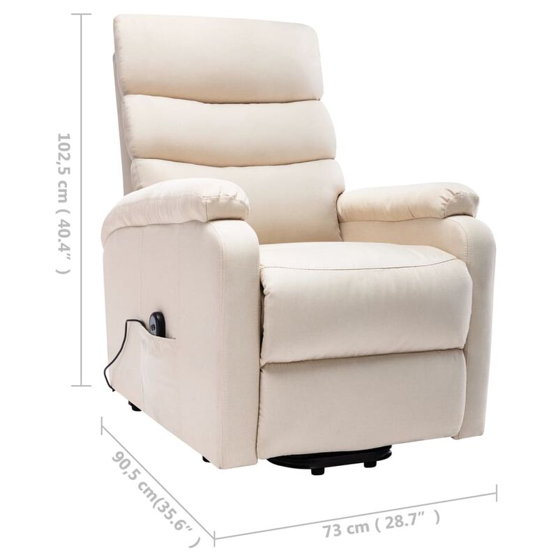 Power Lift Massage Recliner Cream Fabric