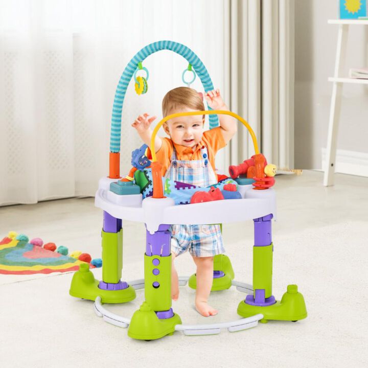 Hivvago 4-in-1 Baby Bouncer Activity Center with 3 Adjustable Heights-Green