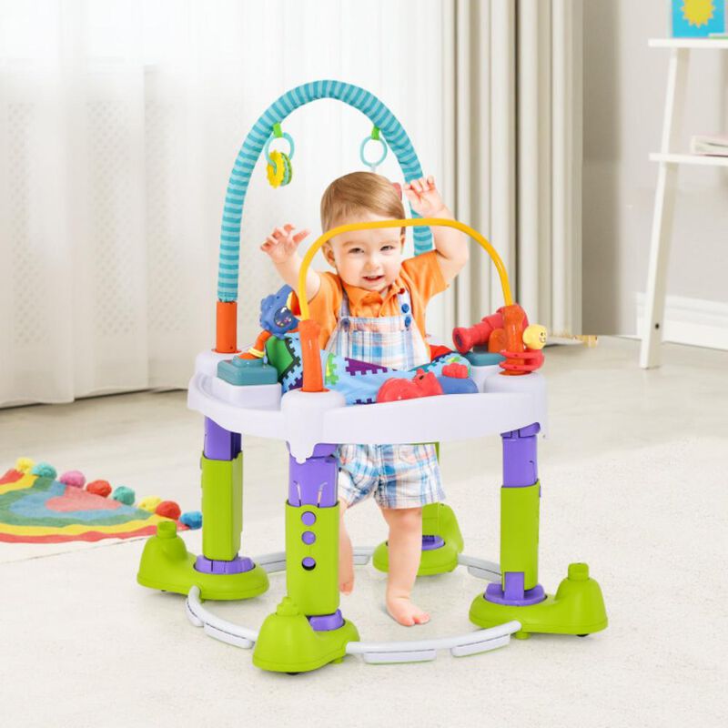 Hivvago 4-in-1 Baby Bouncer Activity Center with 3 Adjustable Heights-Green