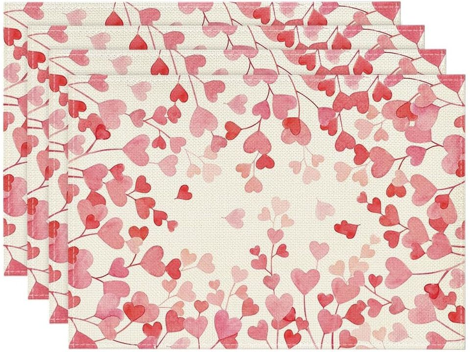 Artoid Mode Pink Love Valentine's Day Placemats Set of 4