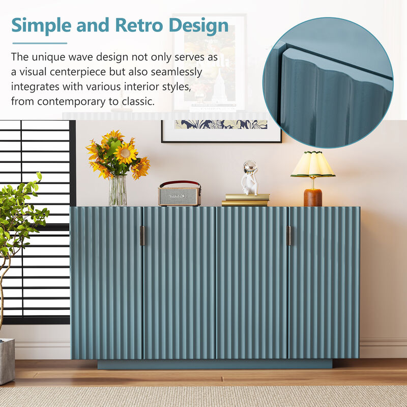 Merax 4 Wavy Doors Sideboard with Adjustable Shelves