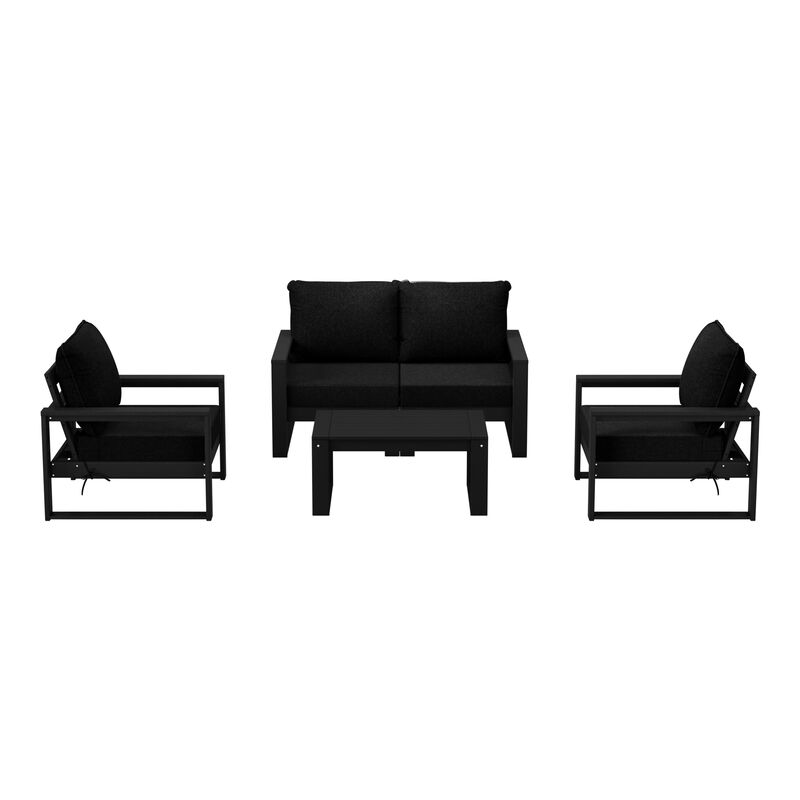 WestinTrends 5-Piece Modern HDPE Outdoor Patio Furniture Sofa Conversation Set with Coffee Table