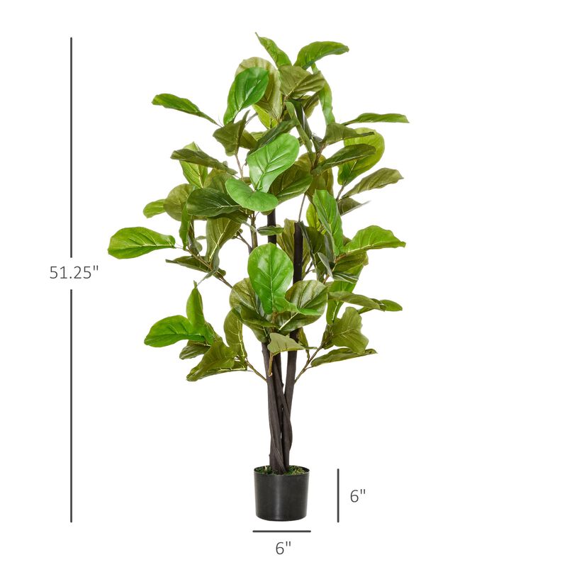 Lifelike Greenery: 4.5ft Faux Fiddle Leaf Fig Tree in Nursery Pot