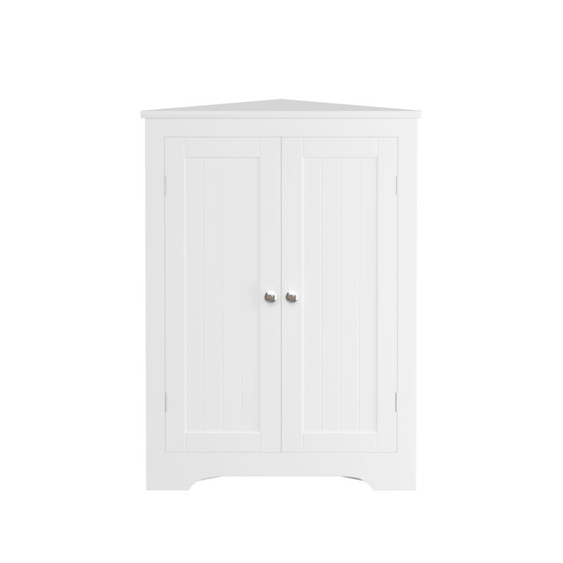 Freestanding Floor Corner Cabinet with 2 Doors and Adjustable Shelves