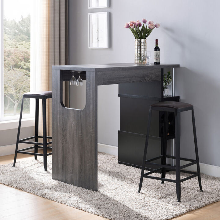Bar Table Distressed Grey Black