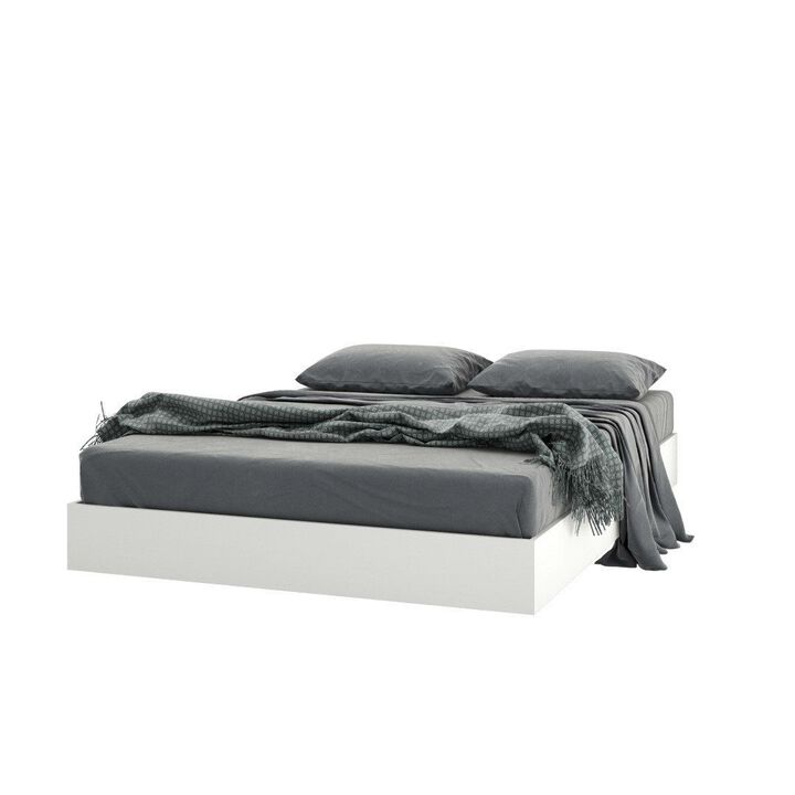 Hivvago Modern Floating Style White Platform Bed Frame in Queen Size