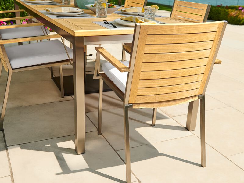 Monterey 6 Seater Dining Set with 96 in. Table - Aluminum and Teak