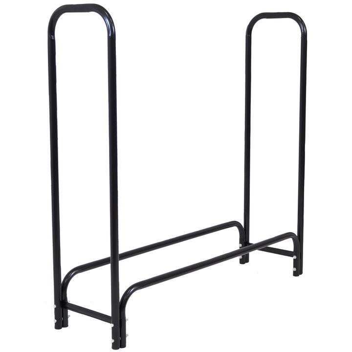 Sunnydaze Steel Indoor/Outdoor Firewood Log Rack - Black