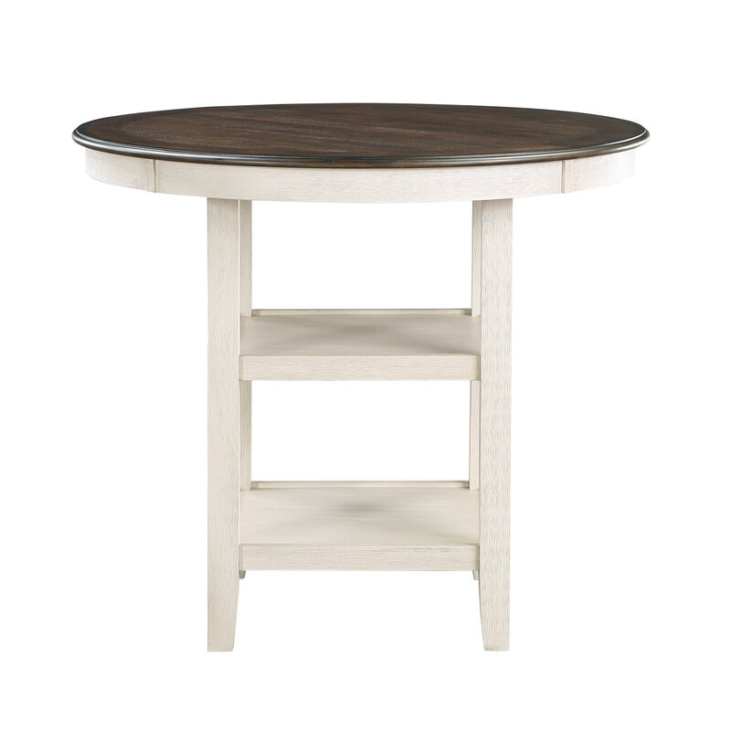 1 Piece Counter Height Table With 2X Display Shelves Transitional Style Furniture