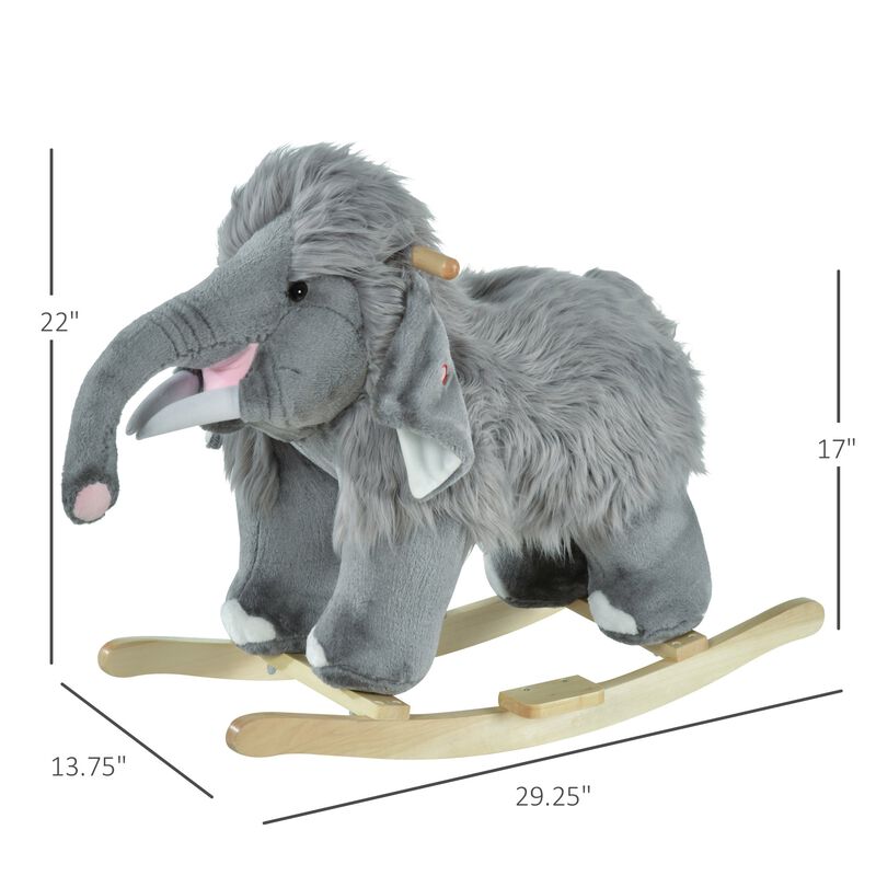 Gray Elephant Rocker: Plush Mammoth Ride-On for 18-36 Months