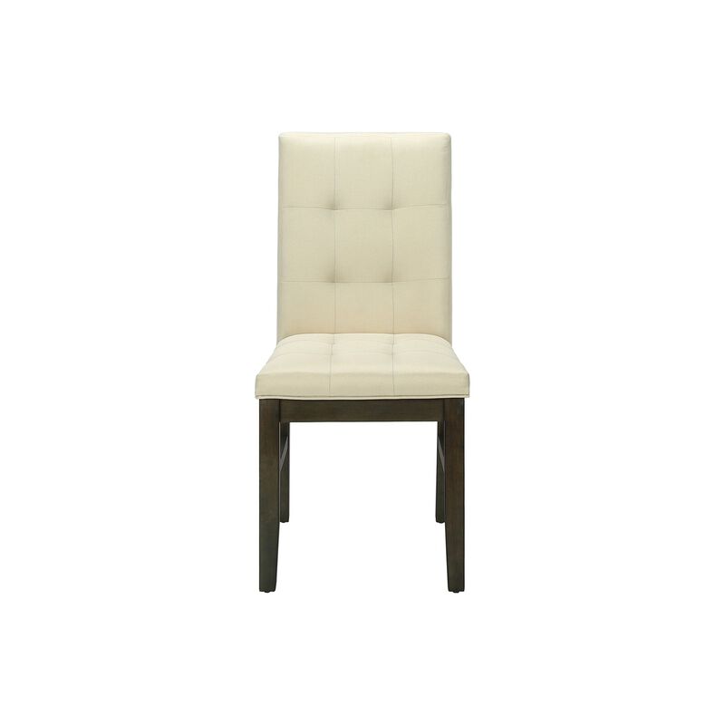 Monarch Specialties I 1376 - Dining Chair, 37" Height, Set Of 2, Upholstered, Dining Room, Kitchen, Cream Fabric, Grey Solid Wood, Transitional