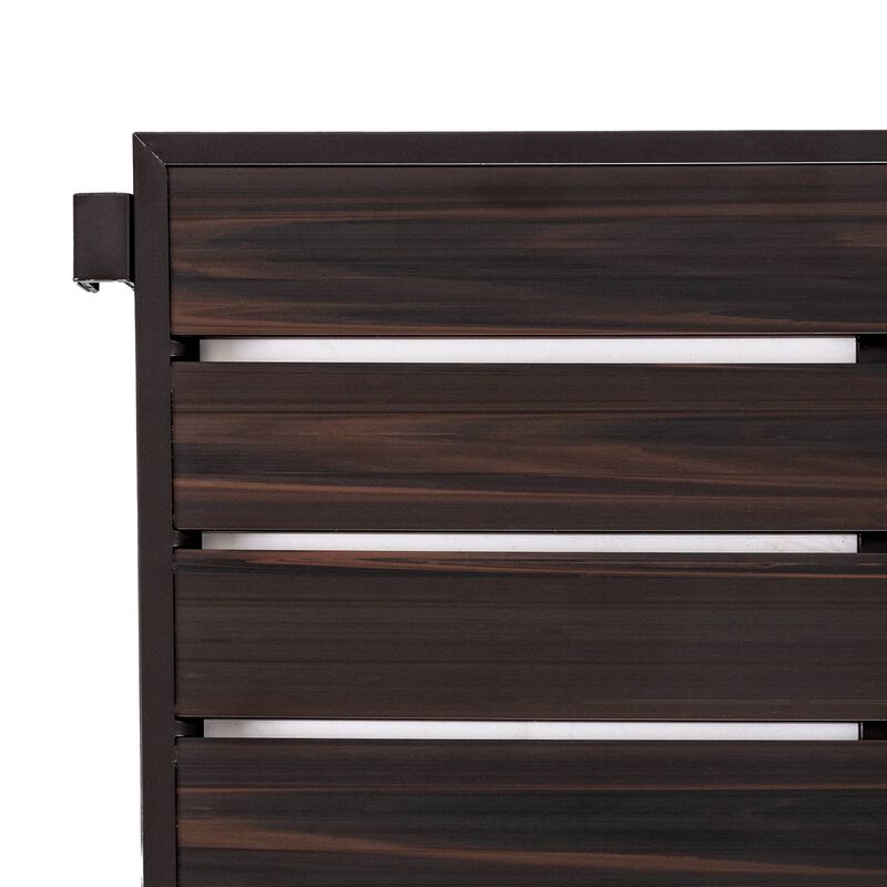 Hivvago 3 Tier Metal Espresso Brown Woodgrain Resin Foldable Stackable Shoe Rack