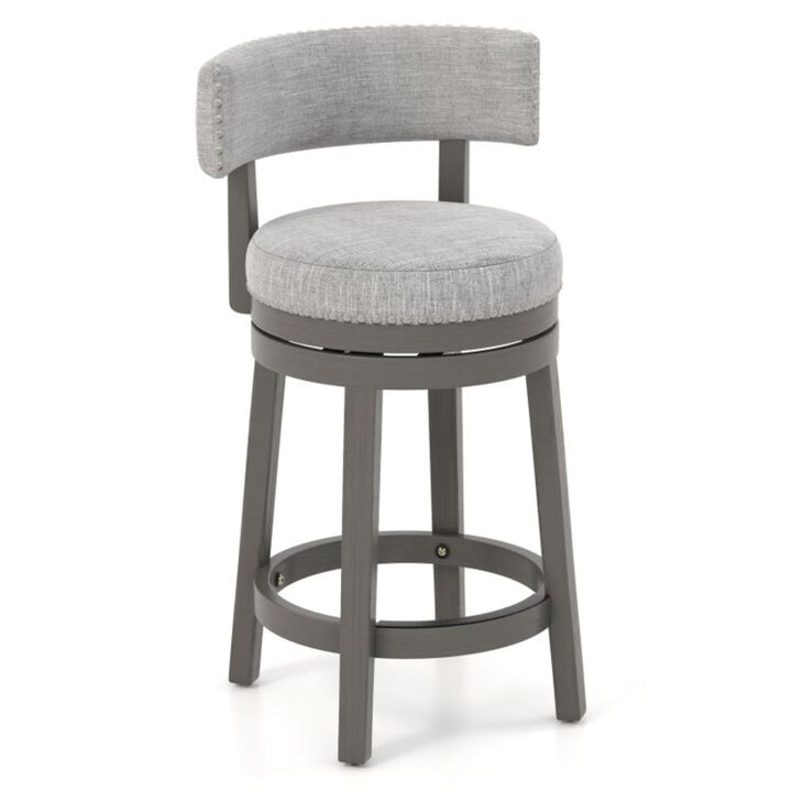 Hivvago 27/31 Inch Swivel Bar Stool with Upholstered Back Seat and Footrest