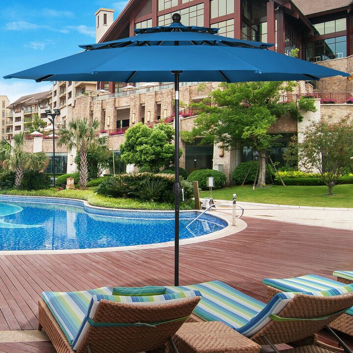 10ft 3 Tier Patio Umbrella Aluminum Sunshade Shelter Double Vented without Base
