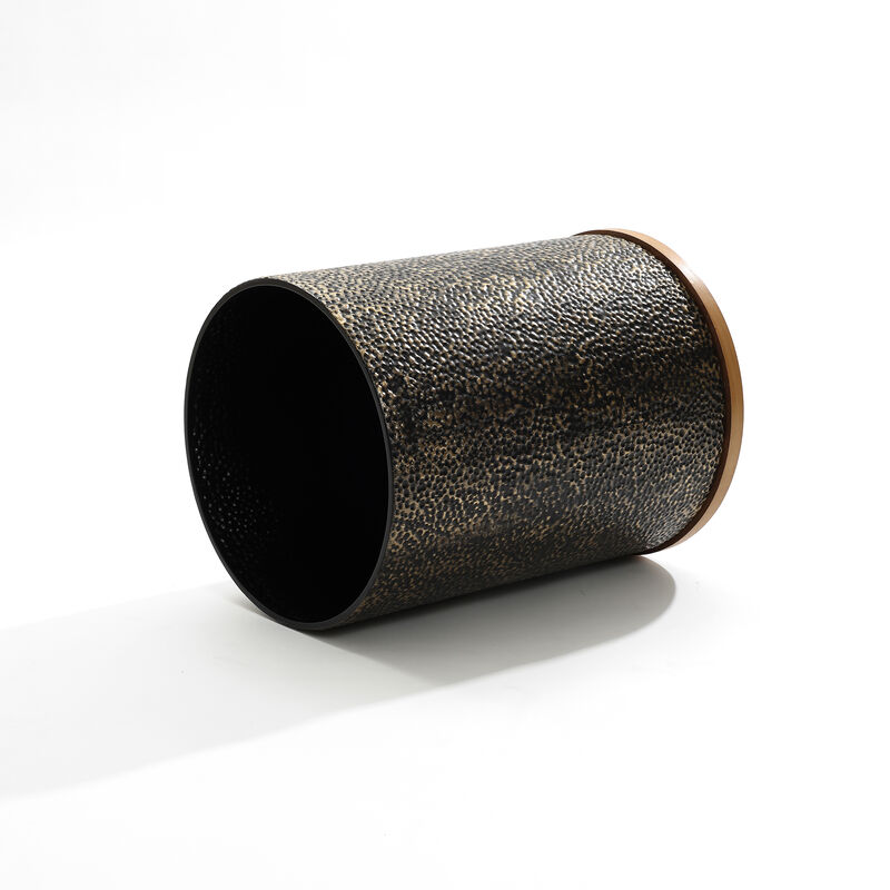 LuxenHome Black and Gold Hammered Iron Metal Table with MDF Wood Top