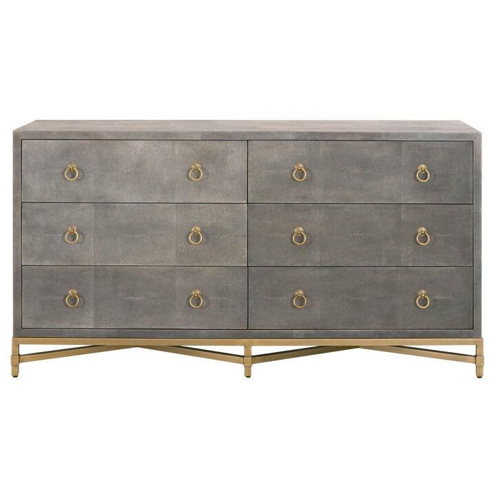 Gray Shagreen 6-Drawer Double Dresser