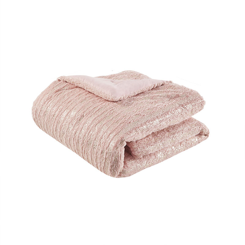 Gracie Mills Maelona Metallic Print Faux Fur Comforter Set