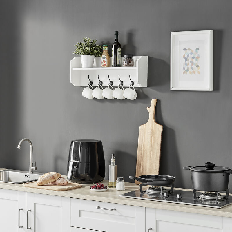 Utility Coat Rack Wall Shelf Organizer with Hooks