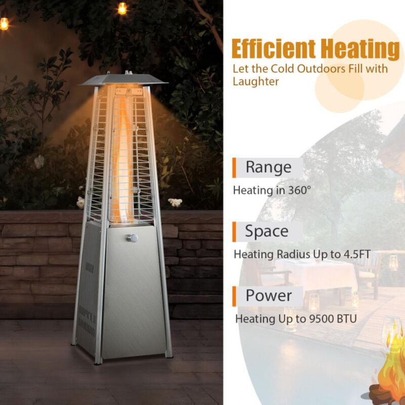 Hivvago 9500 BTU Portable Stainless Steel Tabletop Patio Heater with Glass Tube