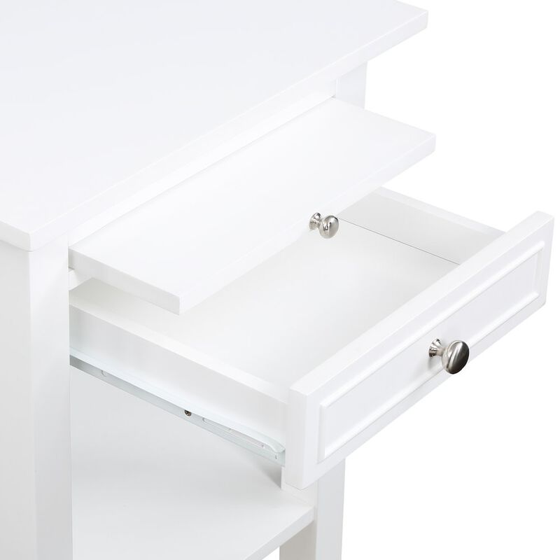 Convenience Concepts 1 Drawer End Table with Charging Station and Pull-Out Shelf