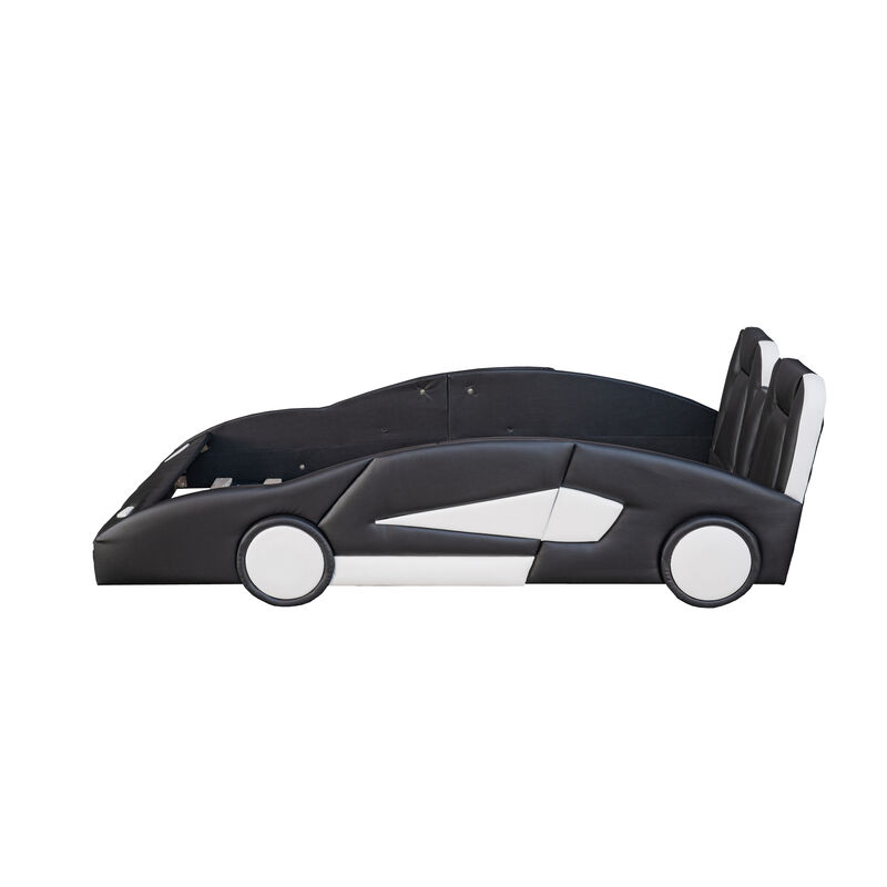 Merax Race Car-Shaped Platform Bed with Wheels