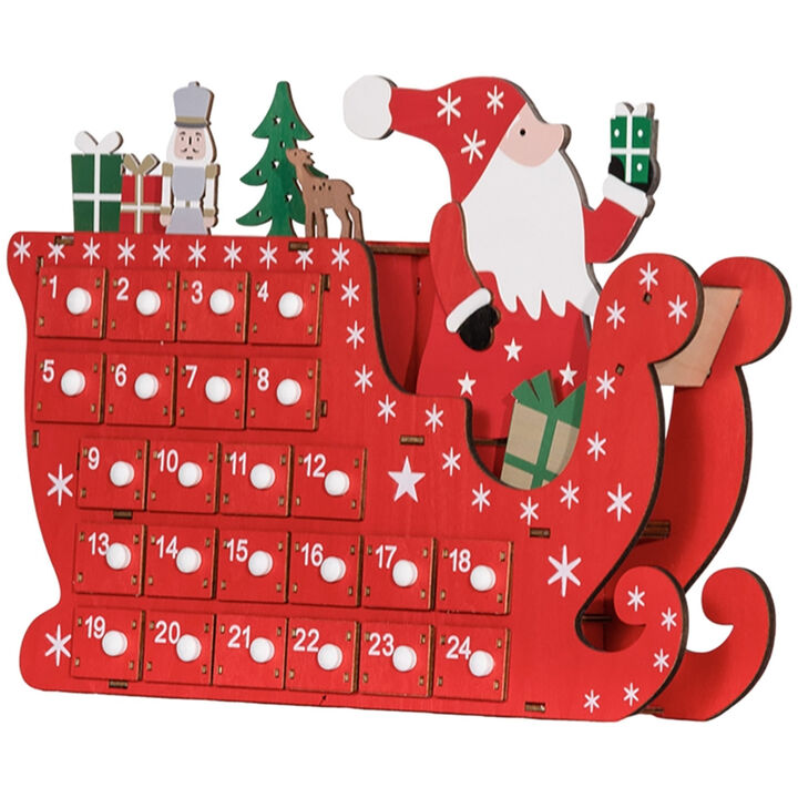 Wooden Christmas Advent Calendar with Drawers, Countdown to Christmas Decoration