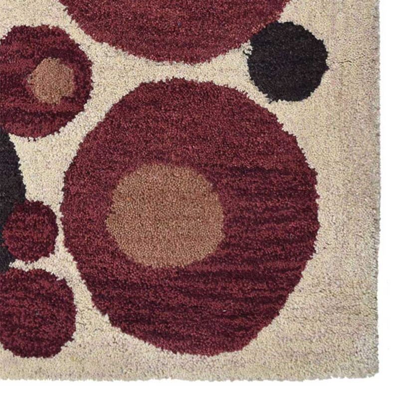 RUGSOTIC CARPETS HAND TUFTED WOOL ECO-FRIENDLY AREA RUGS  - 8'x10', Rectangle Shape, Beige & Red, Contemporary Modern Design, High Pile Handmade Area Rugs for Living Room, Bed Room (K03077)