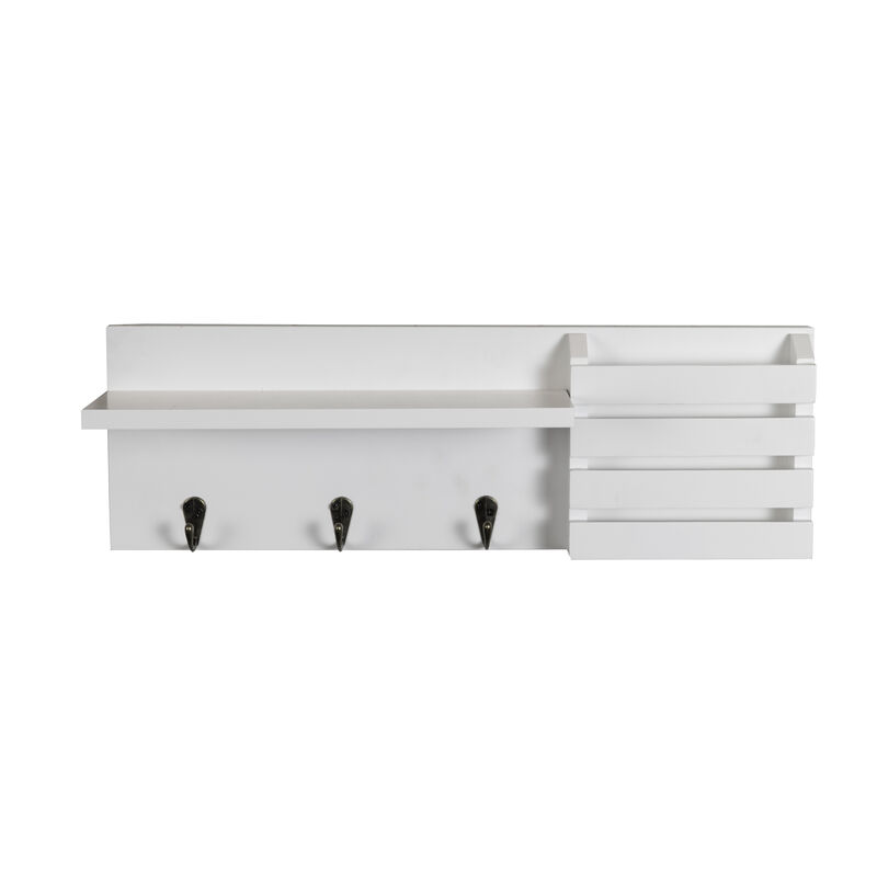 Mail and Key Wall Shelf Organizer with Pocket and Hanging Hooks