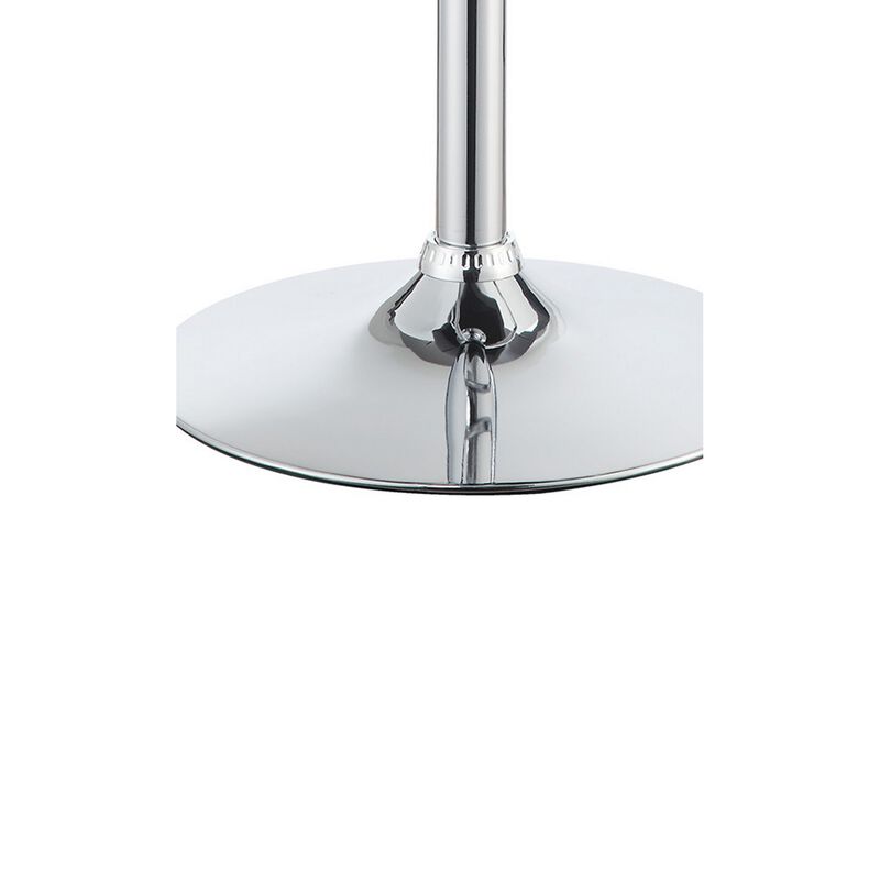 Adjustable Diamond Bar Stool with Chrome Base, Black ,Set of 2-Benzara