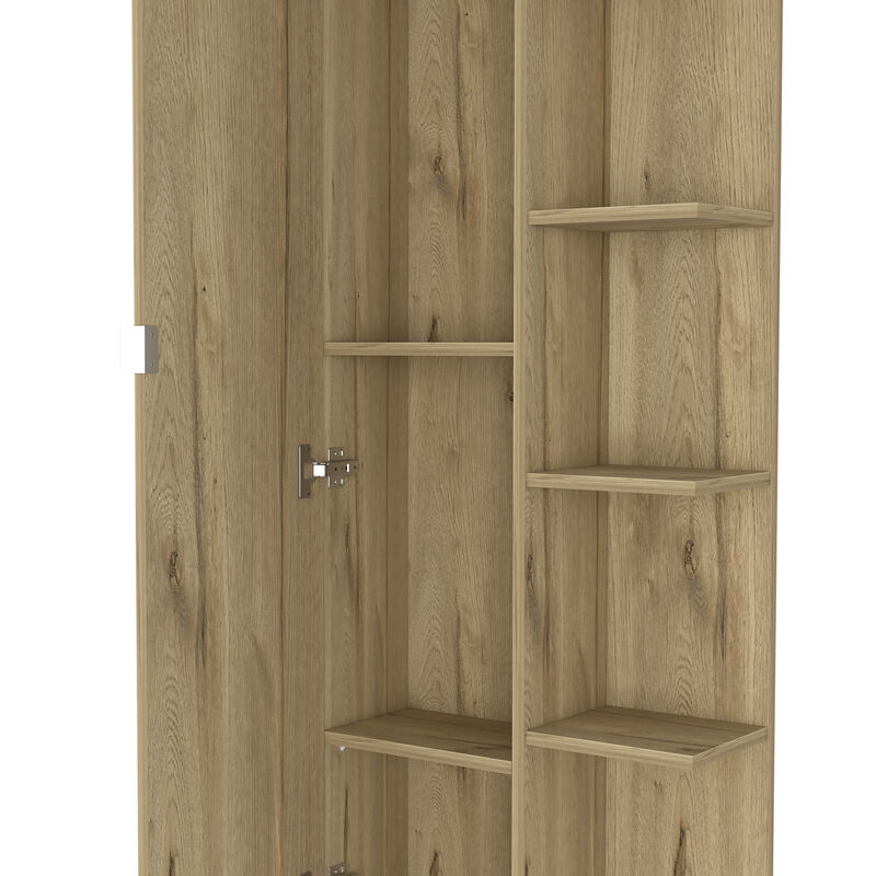 DEPOT E-SHOP Venus Linen Single Door Cabinet, Five External Shelves, Four Interior Shelves, Black