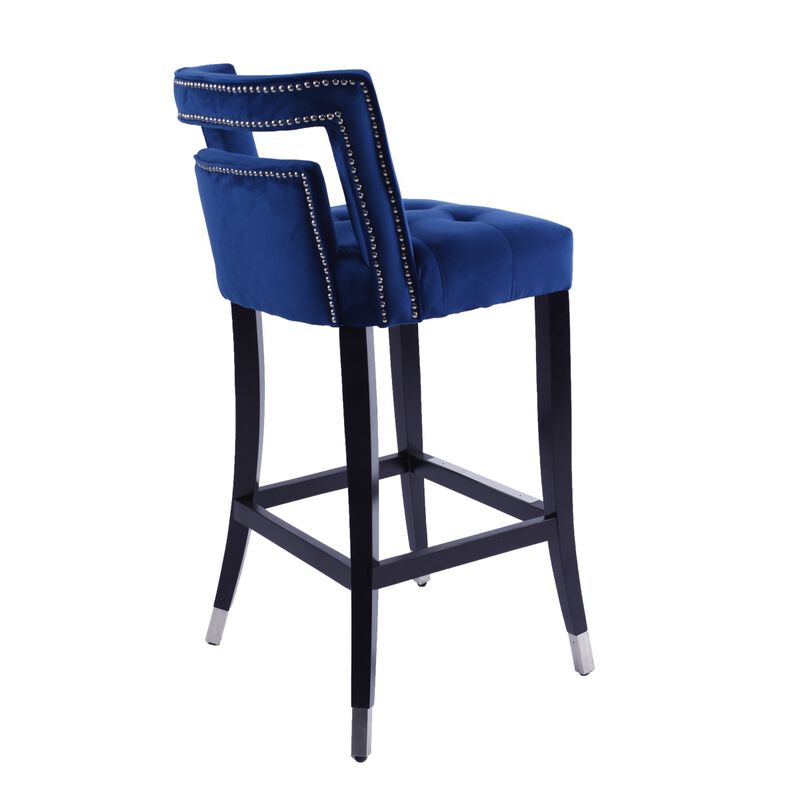 Suede Velvet Barstool With Nailheads Living Room Chair 2 PCS Set - 30 Inch Seater Height