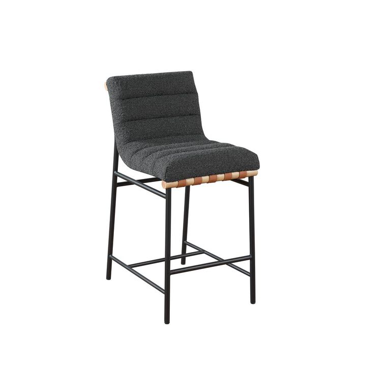 Lilola Home Lahni Dark Gray Boucle Fabric Counter Height Chair
